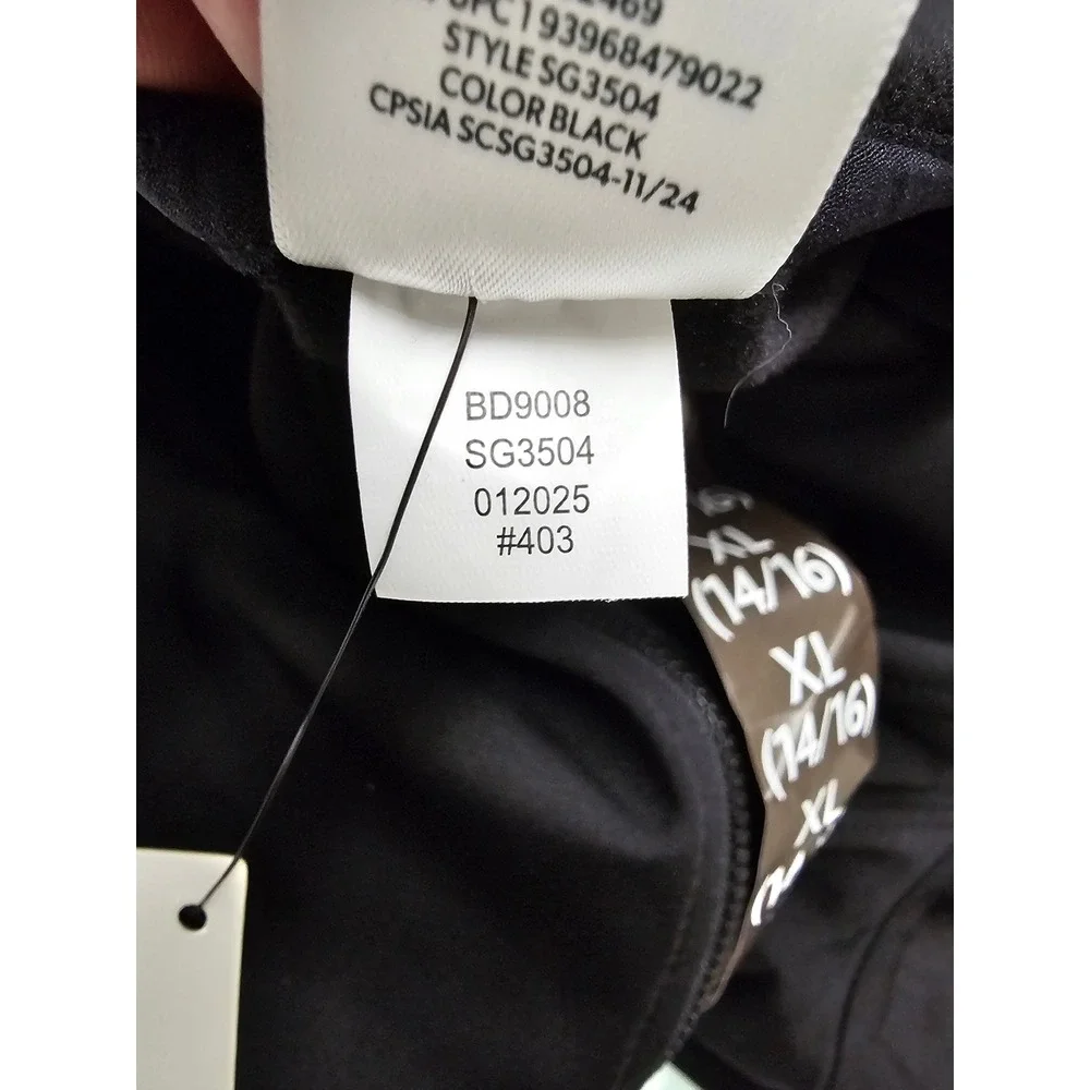 Member's Mark Girls Active Full Zip Jacket Black Polyester Blend Workout Size XL